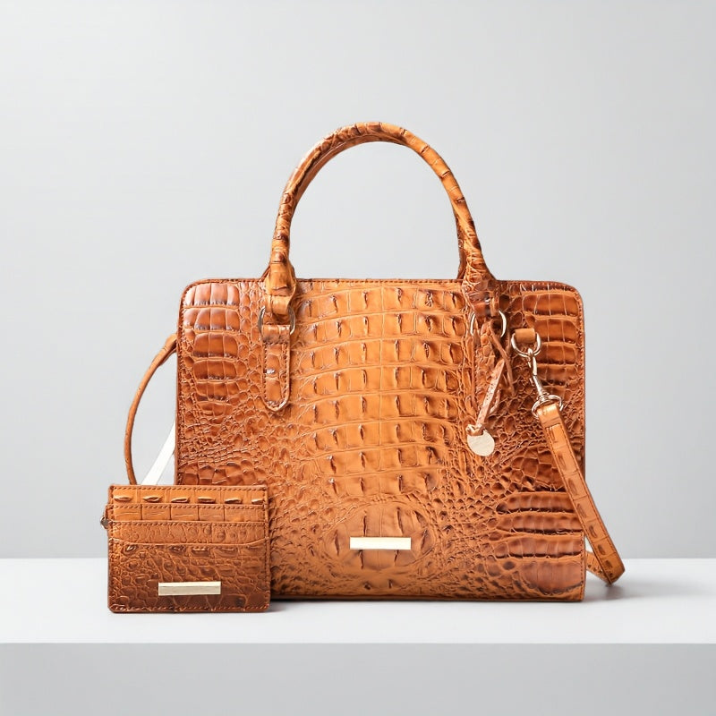 [Crocodile Tote Bag] 2pcs Large Capacity Crocodile Pattern Tote Bag - Casual Versatile Commuter Bag