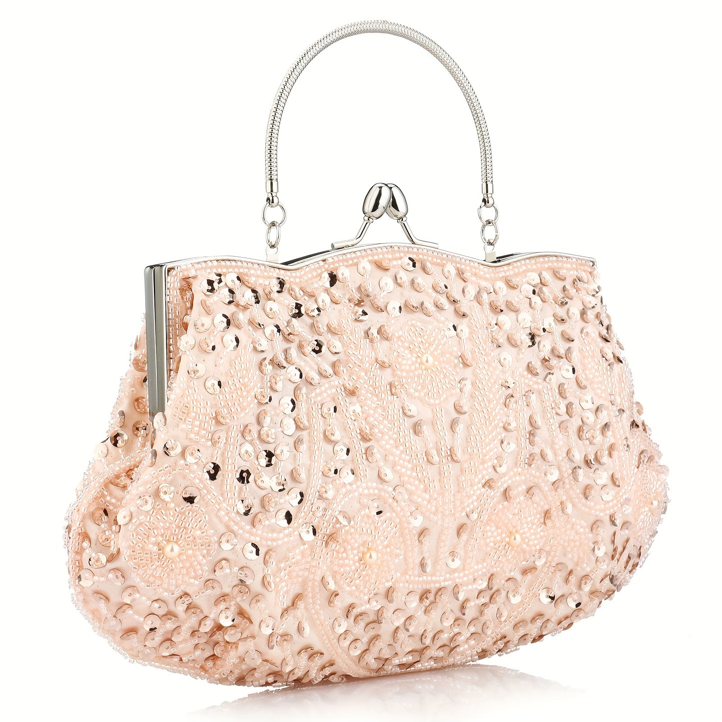 Snowdry Beaded Sequined Flower Dinner Large Clutch