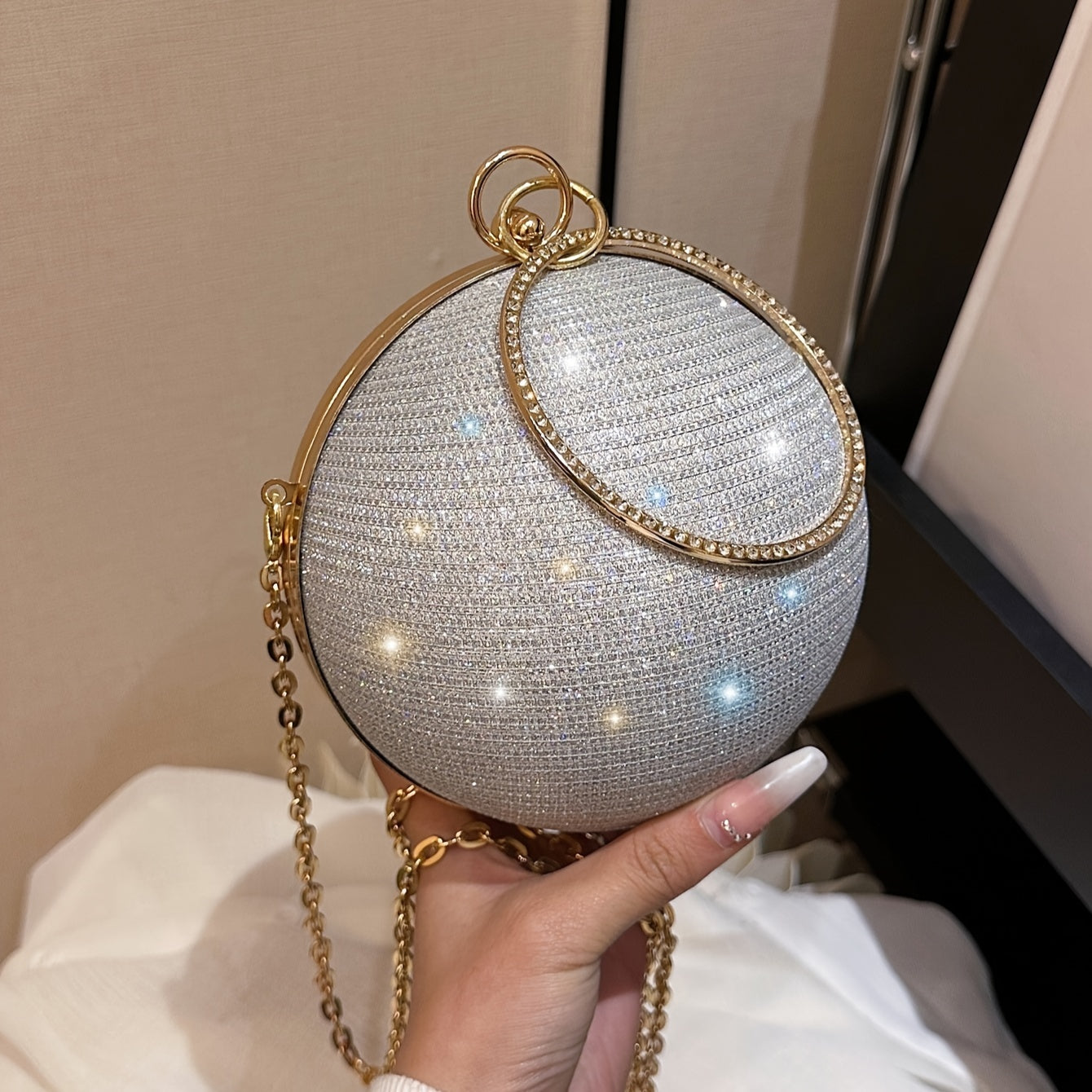 Small and Shiny Round Evening Bag
