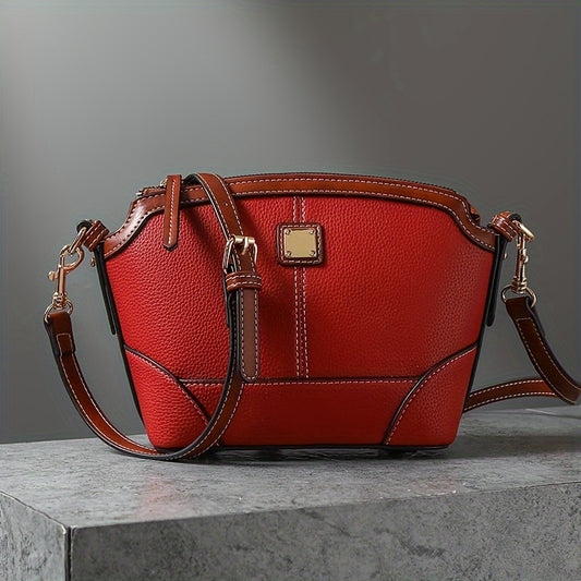 Women's Lightweight Medium Size Dome Crossbody Bag, Vibrant Color Fusion Satchel, Versatile Crossbody & Shoulder Purse, Casual Chic Style For Women
