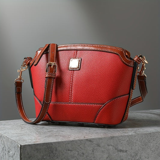 Women's Lightweight Medium Size Dome Crossbody Bag, Vibrant Color Fusion Satchel, Versatile Crossbody & Shoulder Purse, Casual Chic Style For Women