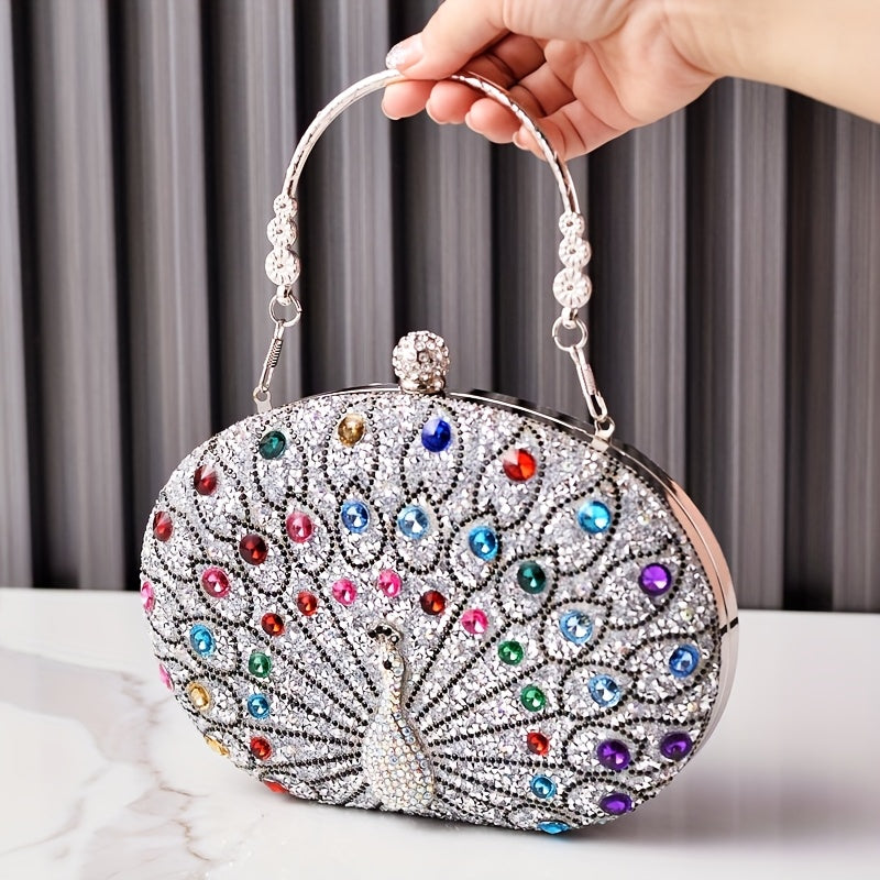 Peacock Crystal Clutch Bag Ladies Evening Bag