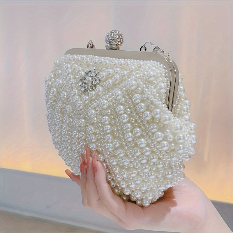 Women's Artificial Pearl Decoration Small Handbag
