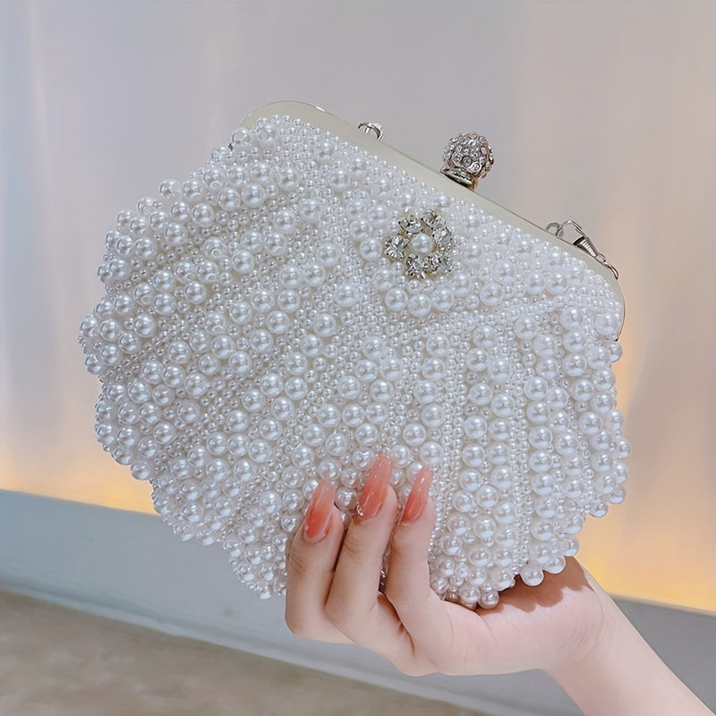 Women's Artificial Pearl Decoration Small Handbag